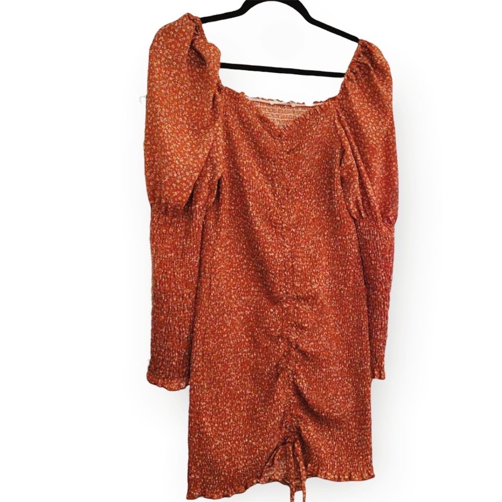 Floral Smocked Bodycon Dress Long sleeve Fall/Summer/Spring/Winter Large - Picture 1 of 7